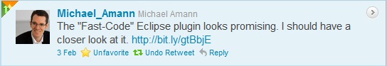 feedback on Fast Code Eclipse Plugin